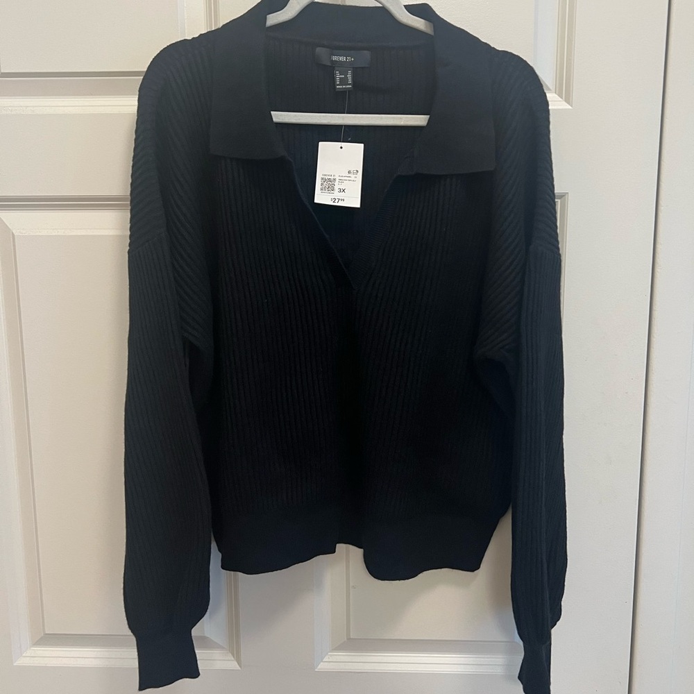Women’s Plus Ribbed split neck sweater